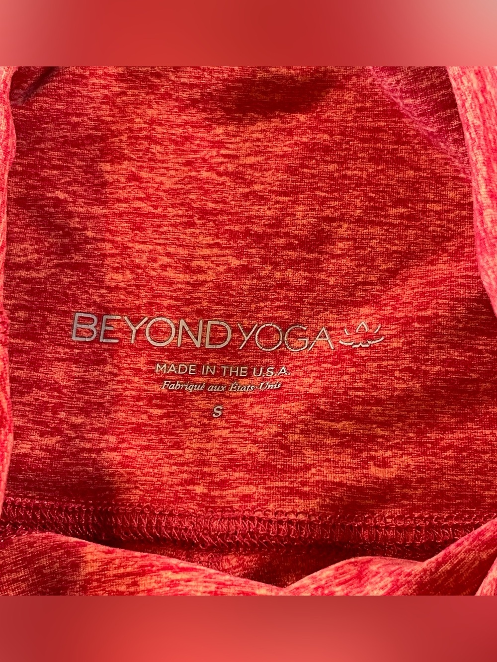 Beyond Yoga Spacedyed Heathered Red/Orange High-Waist Bike Shorts - Picture 3 of 5